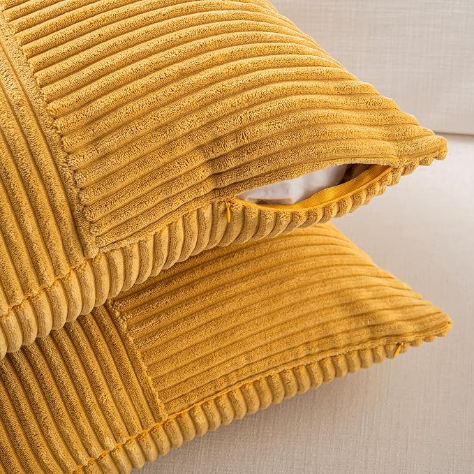 Fancy Homi 2 Packs Gold Yellow Euro Decorative Throw Pillow Covers 26x26 Inch - Image 4