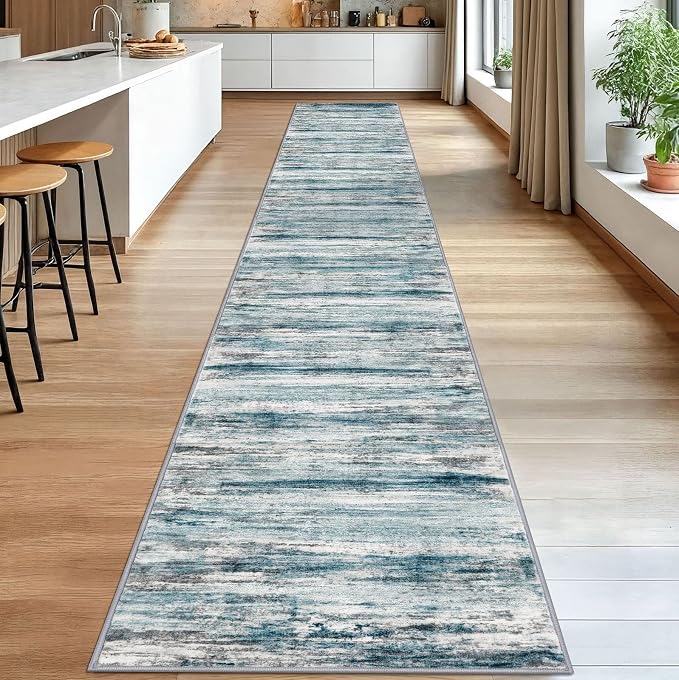 KOZYFLY Modern Abstract Hallway Runner Rug, 2.6x18 Washable Rug Runner Non-Slip - Image 3