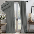 Office Curtains for Windows 102 Inches Long 2 Panel Set Blackout Back Tab by Pitalk