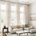 Extra Long Tan Beige Curtains 120 inch Length 2 Panels Set Back Tab Neutral - Image 7