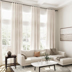 Linen Beige Curtains 145 inch Extra Long - Image 7