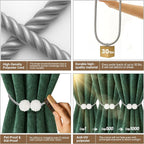 Hion Magnetic Curtain Tiebacks Grey 6 Pack, Curtain Tiebacks Buckles Holdbacks - Image 4