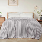 Exclusivo Mezcla King Size Flannel Fleece Blanket, Super Soft Striped Jacquard by ExclusivoMezcla