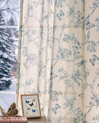 jinchan Floral Linen Curtains for Living Room 84 Inch Length Butterfly Curtain - Image 2