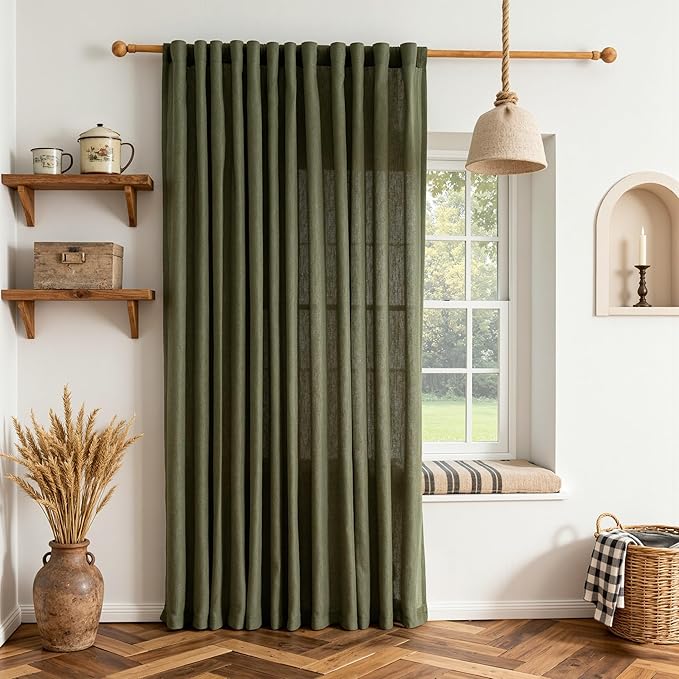 MYSKY HOME Living Room Curtains 90 Inches Long Farmhouse Light Filtering by MYSKYHOME