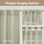 LAMIT Sage Grey Linen Boho Curtains 84 inch Length 2 Panels, Light Filtering - Image 3