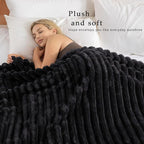 Exclusivo Mezcla Twin Size Flannel Fleece Blanket, Super Soft Striped Jacquard - Image 2