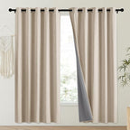 NICETOWN Cream 100% Blackout Linen Curtains 72 inch Long Burg - Image 2