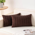 Pack of 2 Corduroy Decorative Throw Pillow Covers 12x24 Inch Soft Striped by Unknown