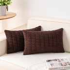 Pack of 2 Corduroy Decorative Throw Pillow Covers 12x24 Inch Soft Striped by Unknown