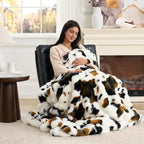 Cozy Bliss Cow Print Faux Fur Throw Blanket - Image 8
