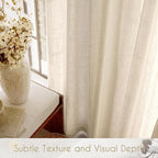 Greyish Beige Linen Curtain 96 inch Length 2 Panels Set Back Tab Light - Image 4
