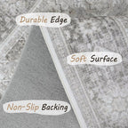 8x10 Rug - Cream & Grey Area Rug - Foldable Non Slip Vintage Rugs - Image 5