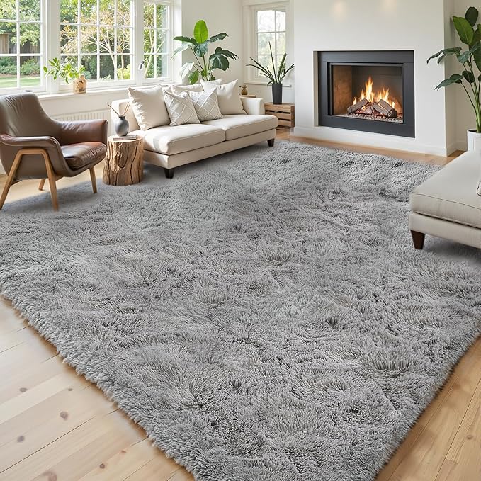 Area Rugs 10x14 Living Room, Shaggy Carpet Soft Plush Furry Bedside Rug Large by Junhejiamei