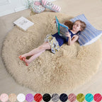 Amdrebio Beige Round Area Rug 6Ft by Amdrebio