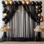 Black Backdrop Curtain Sheer Tulle Backdrop Curtain - Image 3