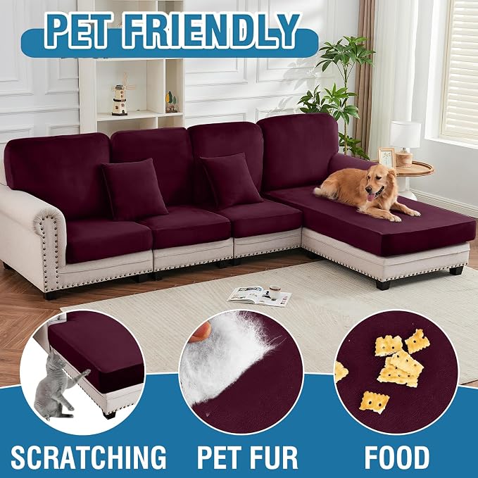 Couch Cover Stretch Velvet Sofa Cushion Cover 1-Piece - Image 4