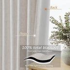Guken 108 Inch Long Light Beige 100% Blackout Curtains - Image 4