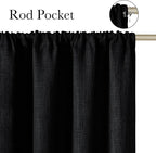 NICETOWN Black Faux Linen Room Darkening Rod Pocket Curtains 63 inch Length - Image 2
