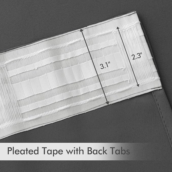 MIULEE Back Tab Grey Blackout Curtains 90 Inch Long 2 Panels Set - Image 4