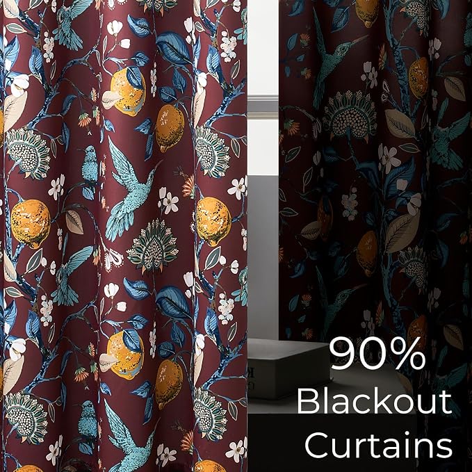 Topfinel Rust Boho Floral Curtains 72 Inches Long French Country Grommet - Image 4