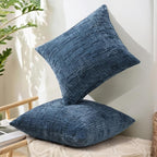 decorUhome Navy Blue Chenille Throw Pillow Covers 20x20 Set of 2 Textured Soft - Image 8
