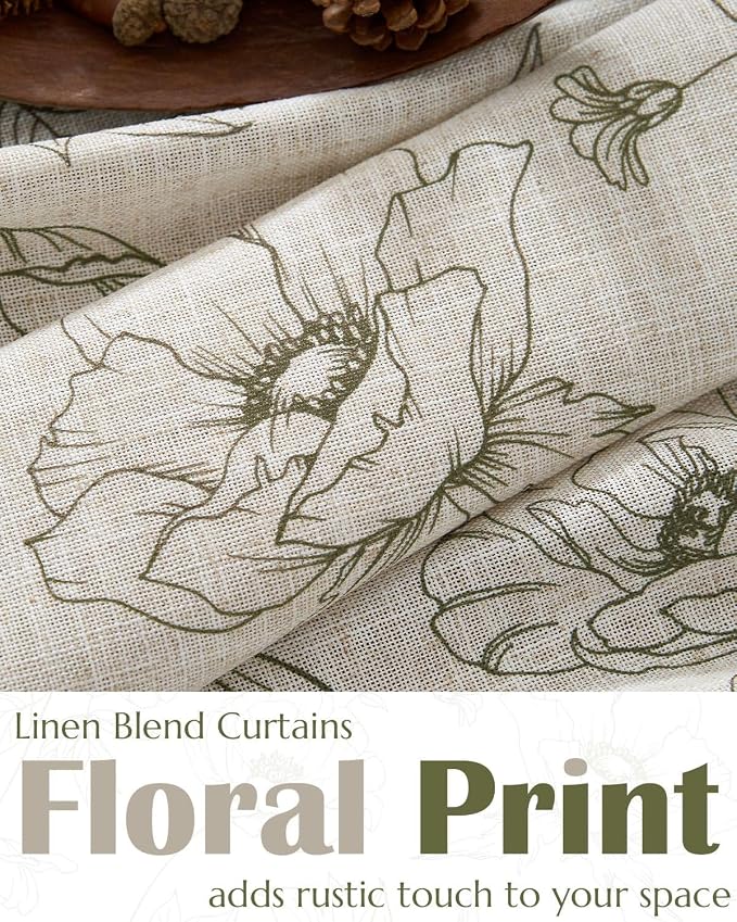 jinchan Linen Floral Valance Curtain - Image 3