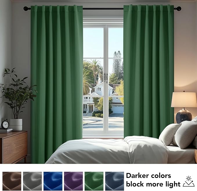 Deconovo Blackout Curtains, Thermal Insulated, W42 x L84 2 Panels, Back Tab - Image 4