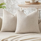 MIULEE Pack of 2 Euro Sham Pillow Covers 24x24 Inch Neutral Beige Modern Boho by MIULEE