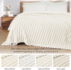 Exclusivo Mezcla King Size Flannel Fleece Blanket, Super Soft Striped Jacquard - Image 3