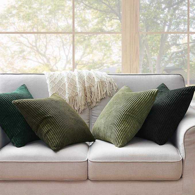 Topfinel Christmas Decorative Throw Pillow Covers Green Series, Winter Fluffy - Image 6