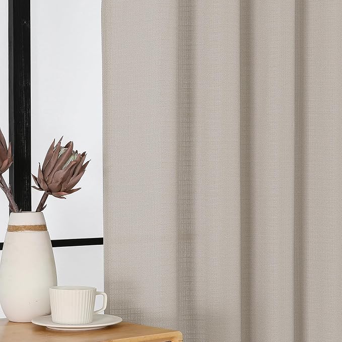 Chyhomenyc Valance for Windows, Faux Linen Slub Textured Semi Sheer Small - Image 8