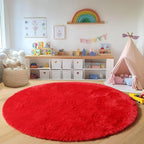 ONASAR Red Round Area Rug 4ft, Soft Bedroom Circle Rugs Floor Mat - Image 5