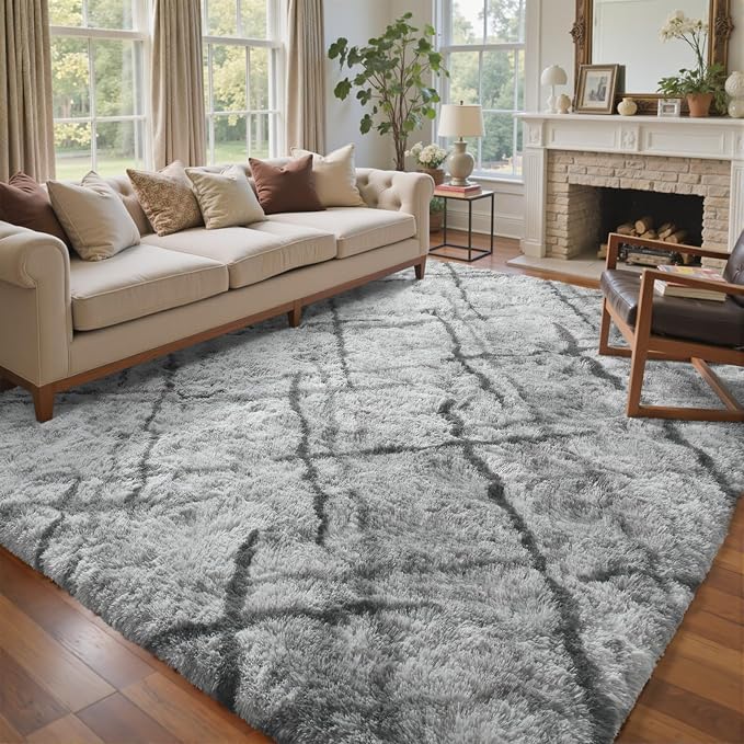 4x6 Ft Shag Rugs for Bedroom Living Room, Tie-Dyed Ultra Soft Fluffy Furry Area by Cuzwlovita