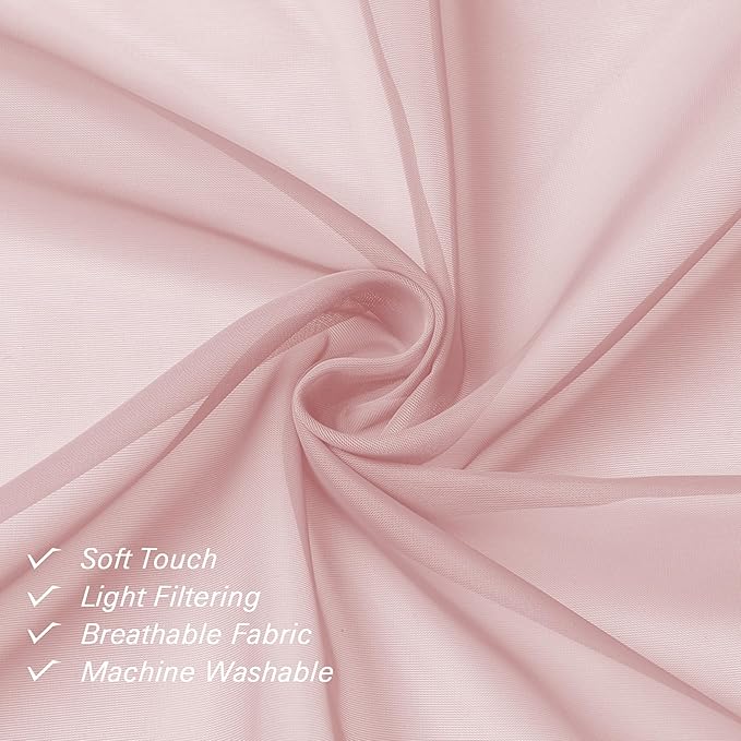 Lecloud Blush Pink Sheer Curtains 84 Inches Long 2 Panels Set, Light Filtering - Image 5