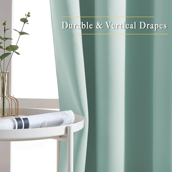 NICETOWN Seafoam Green Blackout Curtains 90 inches Long, Grommet Thermal - Image 5