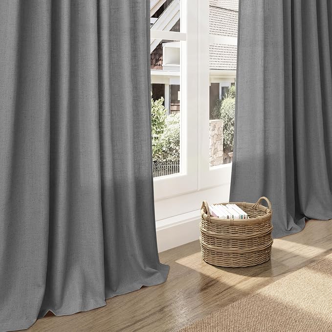 Dark Grey Linen Curtains 100 Inches Long - Image 6