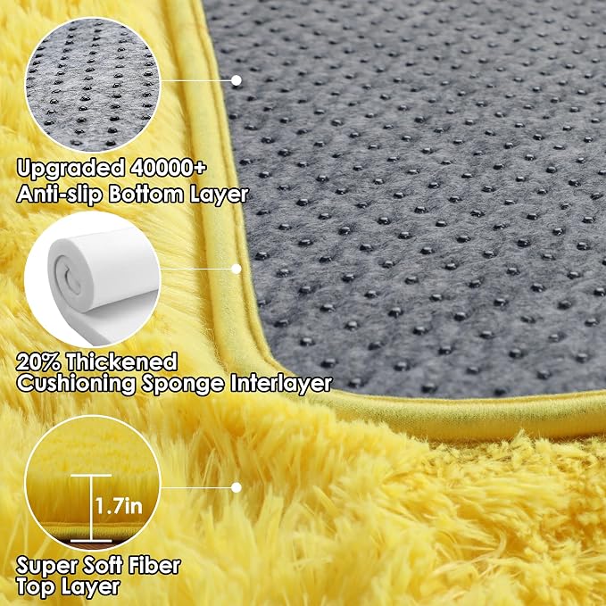 ONASAR Yellow Rugs for Living Room Bedroom, 5x8 Fluffy Bedside Area Rug - Image 3