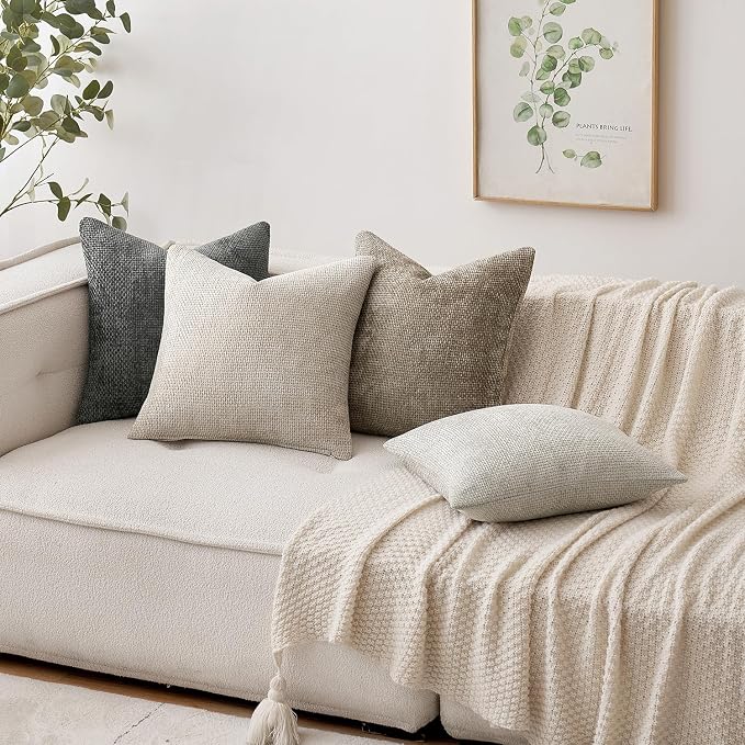 MIULEE Pack of 2 Couch Throw Pillow Covers 18x18 Inch Grey-White Modern Boho - Image 3