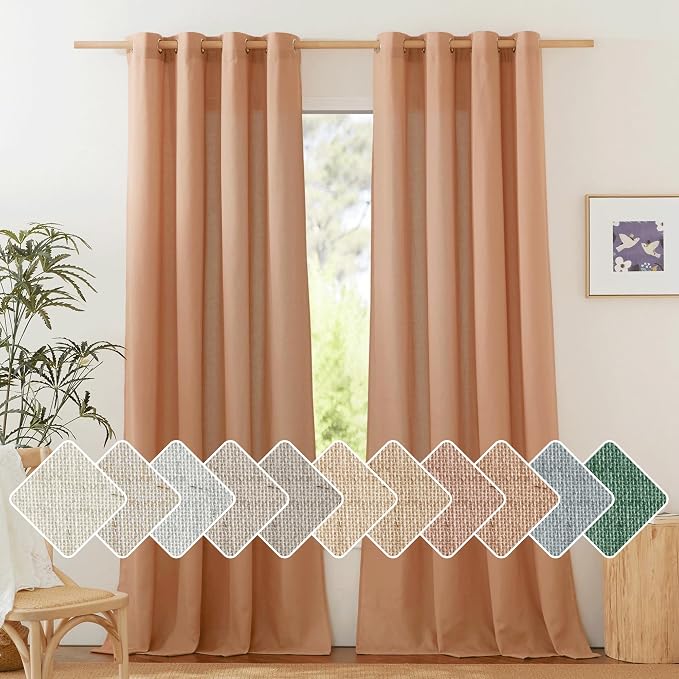 NICETOWN Flax Linen Curtains 108 inches Long by NICETOWN