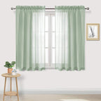 DWCN Bean Green Sheer Curtains Semi Transparent Voile Rod Pocket Curtains by DWCN