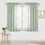 DWCN Bean Green Sheer Curtains Semi Transparent Voile Rod Pocket Curtains by DWCN