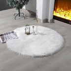 linmopm Faux Fur Rug Sheepskin Shag Fluffy Fuzzy White 3x3 ft Rugs by Limopmfauxfurproducts