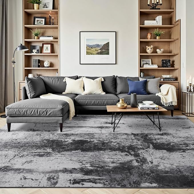 Toneed Abstract Area Rug 5x7 Modern Washable Rug Soft Non Slip Rug Low Pile - Image 2