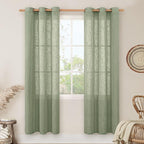 LAMIT Linen Curtians for Living Room 80 Inch Length, Bronze Grommet Light by LAMIT