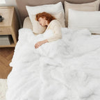 Bedsure GentleSoft Fluffy White Blankets Queen Size - Image 8