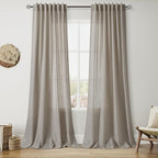 Nanspring Grey Beige Curtains 90 Inches Long by Nanspring