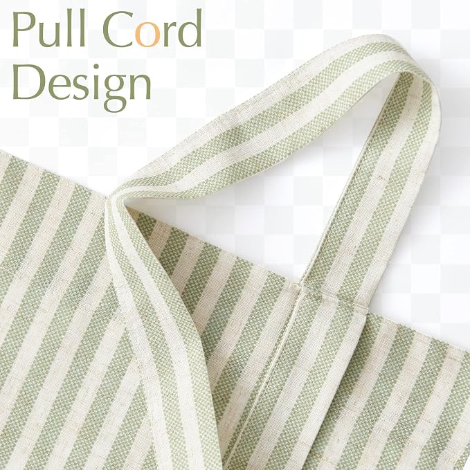 jinchan Tie Up Linen Textured Striped Bow Tie Curtain - Image 6