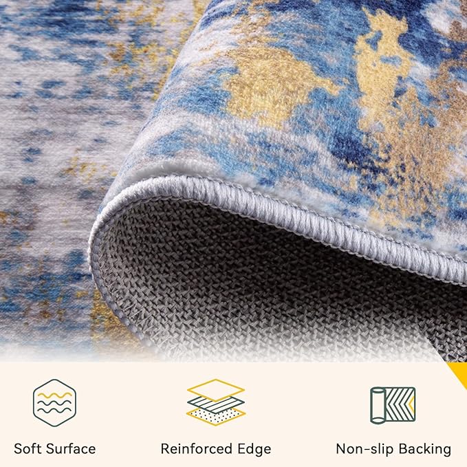 Washable Area Rugs 4'x6' Non-Slip Modern Abstract Soft - Image 5