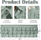 jinchan Ruffled Valance Curtain Slubbed Crossed Kitchen Valance Vintage - Image 4